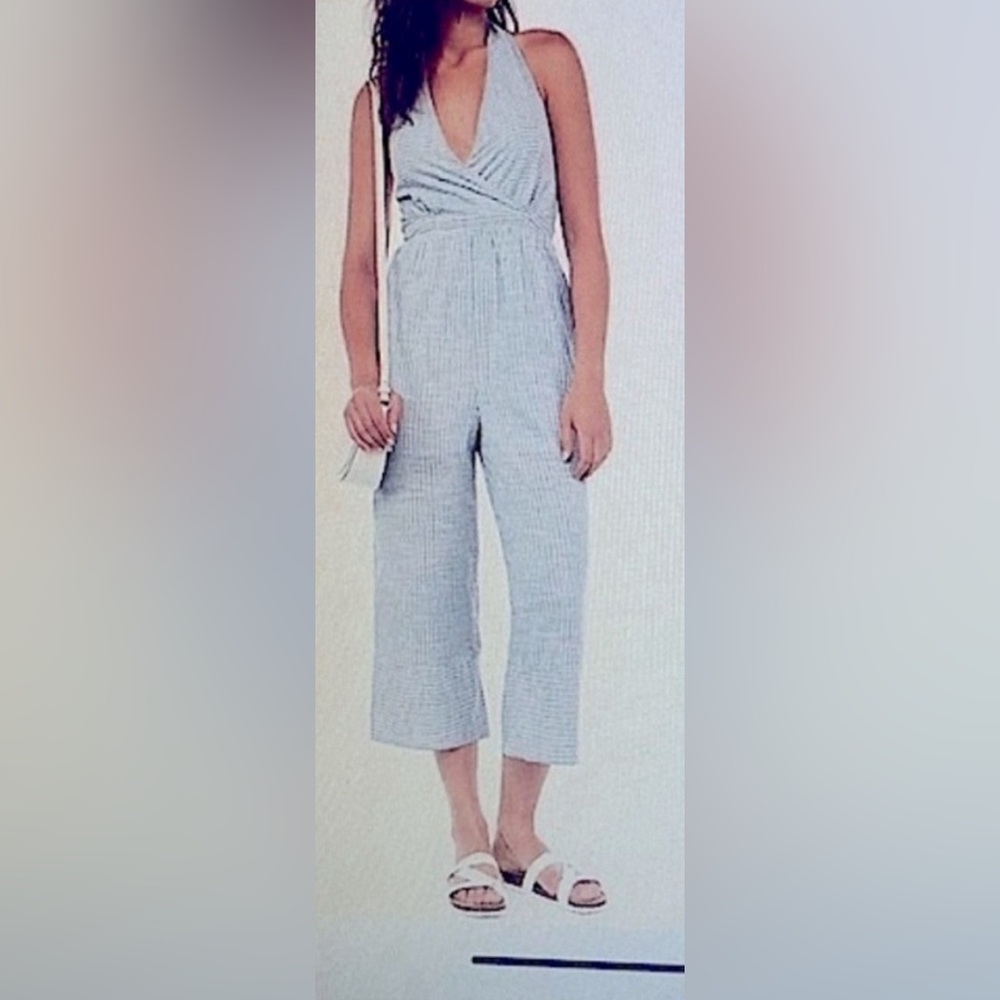 EXPRESS Striped Halter Jumpsuit (size M)